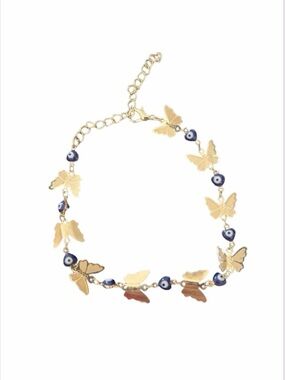Evil Eye Butterfly gold tone bracelet